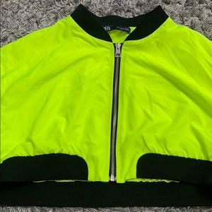 neon cropped cover up
